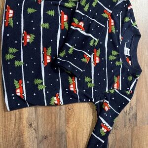 Old Navy Kids Sweater - Navy with Red and Green Pattern
